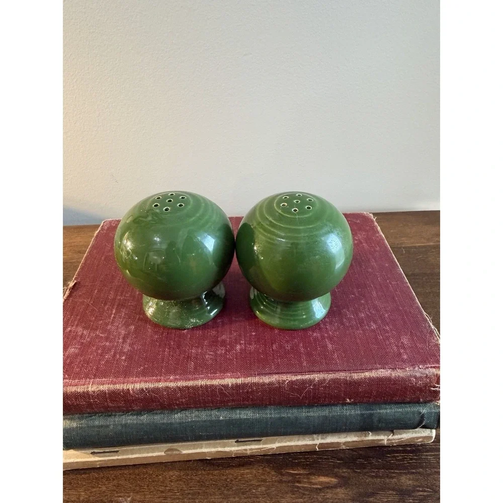 Vintage Fiestaware Forest (Dark) Green Ball Salt & Pepper Shakers Fiesta S&P